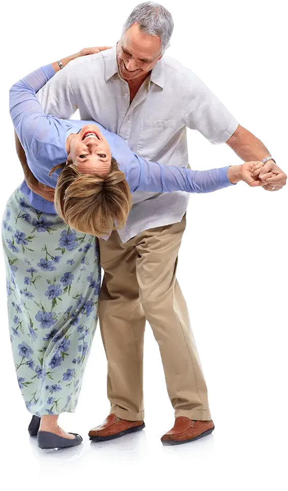 Pareja adulta bailando con libertad de movimiento
